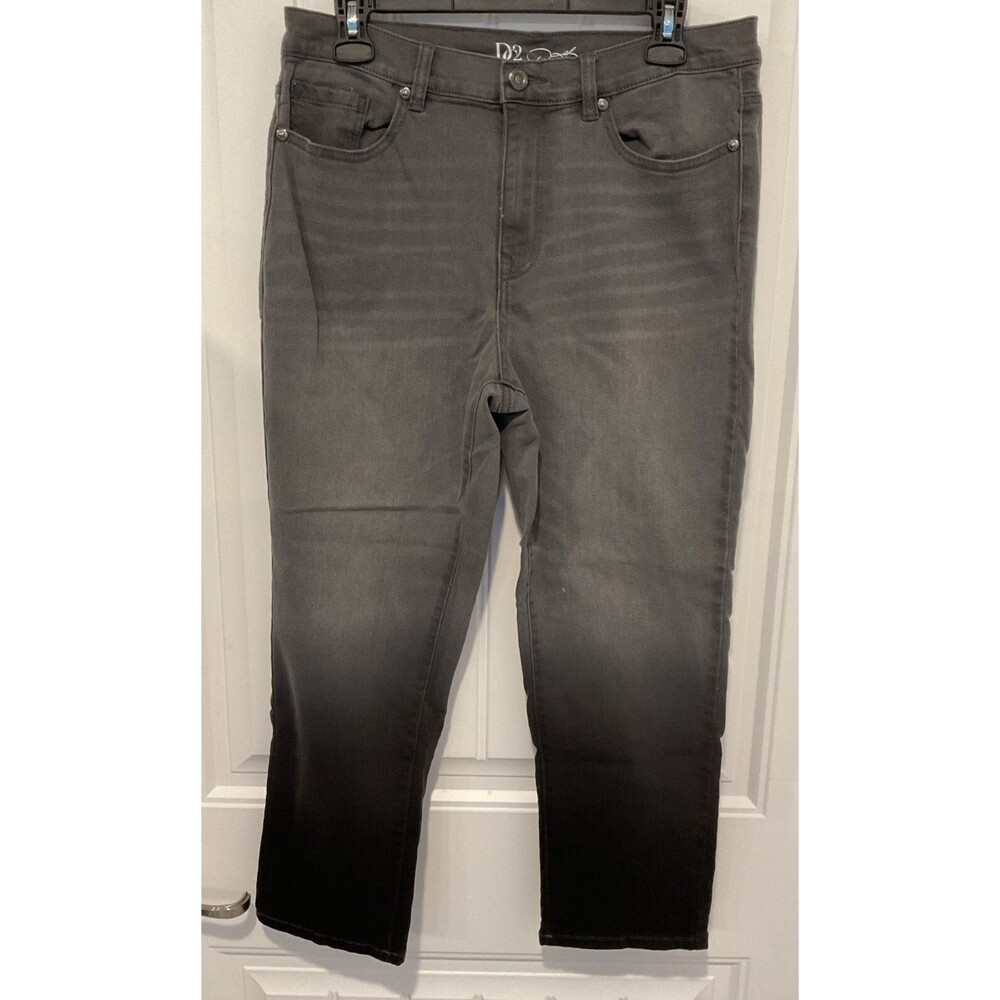 EUC DG2 By Diane Gilman Classic Stretch Dip Dye Crop Jeans Gray Black Size 10